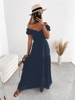 Maxi Jurk met Off-shoulder en Gelaagde Rok - Maxi Dresses - Jurkjes.co