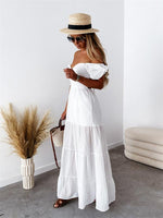 Maxi Jurk met Off-shoulder en Gelaagde Rok - Maxi Dresses - Jurkjes.co