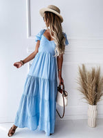 Maxi Jurk met Off-shoulder en Gelaagde Rok - Maxi Dresses - Jurkjes.co
