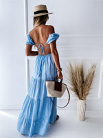 Maxi Jurk met Off-shoulder en Gelaagde Rok - Maxi Dresses - Jurkjes.co