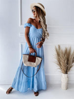 Maxi Jurk met Off-shoulder en Gelaagde Rok - Maxi Dresses - Jurkjes.co