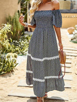 Maxi Jurk met Off-shoulder en Kantdetails - Maxi Dresses - Jurkjes.co