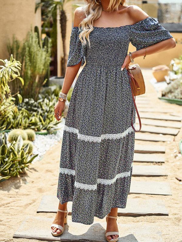 Maxi Jurk met Off-shoulder en Kantdetails - Maxi Dresses - Jurkjes.co