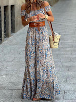 Maxi Jurk met Off-Shoulder en Paisley Print - Maxi Dresses - Jurkjes.co