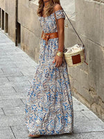 Maxi Jurk met Off-Shoulder en Paisley Print - Maxi Dresses - Jurkjes.co