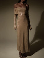 Maxi Jurk met Off-shoulder en Shimmer - Group5 - Jurkjes.co