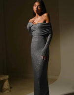 Maxi Jurk met Off-shoulder en Shimmer - Group5 - Jurkjes.co