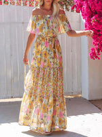 Maxi Jurk met One-Shoulder en Bloemenprint - Maxi Dresses - Jurkjes.co