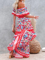 Maxi Jurk met One-Shoulder en Bloemenprint - Maxi Dresses - Jurkjes.co