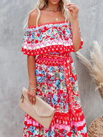 Maxi Jurk met One-Shoulder en Bloemenprint - Maxi Dresses - Jurkjes.co