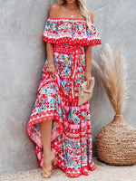 Maxi Jurk met One-Shoulder en Bloemenprint - Maxi Dresses - Jurkjes.co