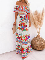 Maxi Jurk met One-Shoulder en Bloemenprint - Maxi Dresses - Jurkjes.co