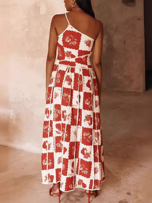 Maxi Jurk met One-Shoulder en Patchwork - Group9 - Jurkjes.co