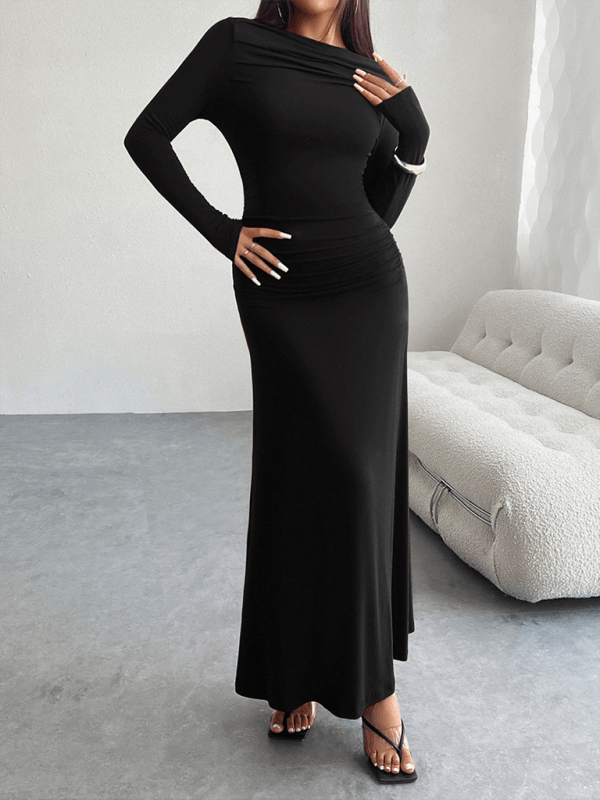 Maxi Jurk met One-Shoulder en Rimpeldetail - Maxi Dresses - Jurkjes.co