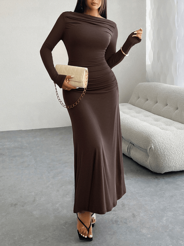 Maxi Jurk met One-Shoulder en Rimpeldetail - Maxi Dresses - Jurkjes.co