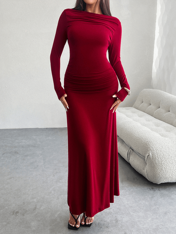 Maxi Jurk met One-Shoulder en Rimpeldetail - Maxi Dresses - Jurkjes.co