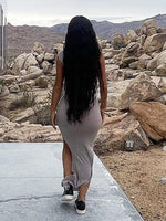 Maxi Jurk met One-Shoulder en Zijsplit - Maxi Dresses - Jurkjes.co