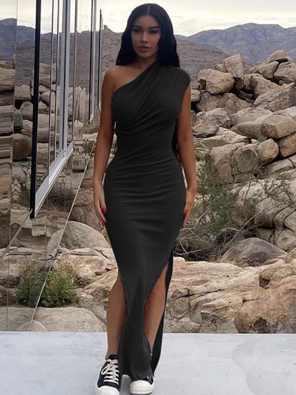 Maxi Jurk met One-Shoulder en Zijsplit - Maxi Dresses - Jurkjes.co