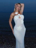 Maxi Jurk met Open Rug en Bloemenaccenten - Maxi Dresses - Jurkjes.co