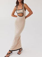 Maxi Jurk met Open Rug en Effen Design - Maxi Dresses - Jurkjes.co
