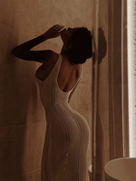 Maxi Jurk met Open Rug en Effen Design - Maxi Dresses - Jurkjes.co