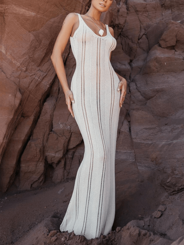 Maxi Jurk met Open Rug en Effen Design - Maxi Dresses - Jurkjes.co