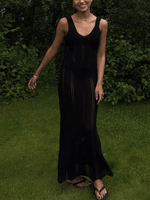 Maxi Jurk met Open Rug en Effen Design - Maxi Dresses - Jurkjes.co