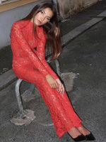 Maxi Jurk met Open Rug en Kantdetails - Maxi Dresses - Jurkjes.co