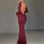 Maxi Jurk met Open Rug en Lange Mouwen - CB - Dresses - Jurkjes.co