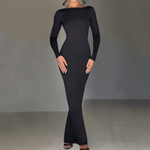 Maxi Jurk met Open Rug en Lange Mouwen - CB - Dresses - Jurkjes.co