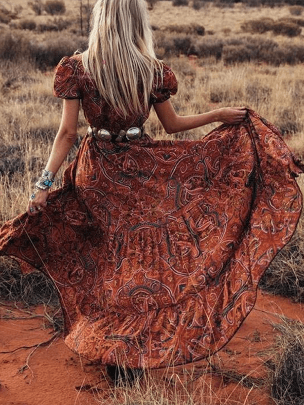 Maxi Jurk met Paisley Print en Vloeiende Stof - Maxi Dresses - Jurkjes.co