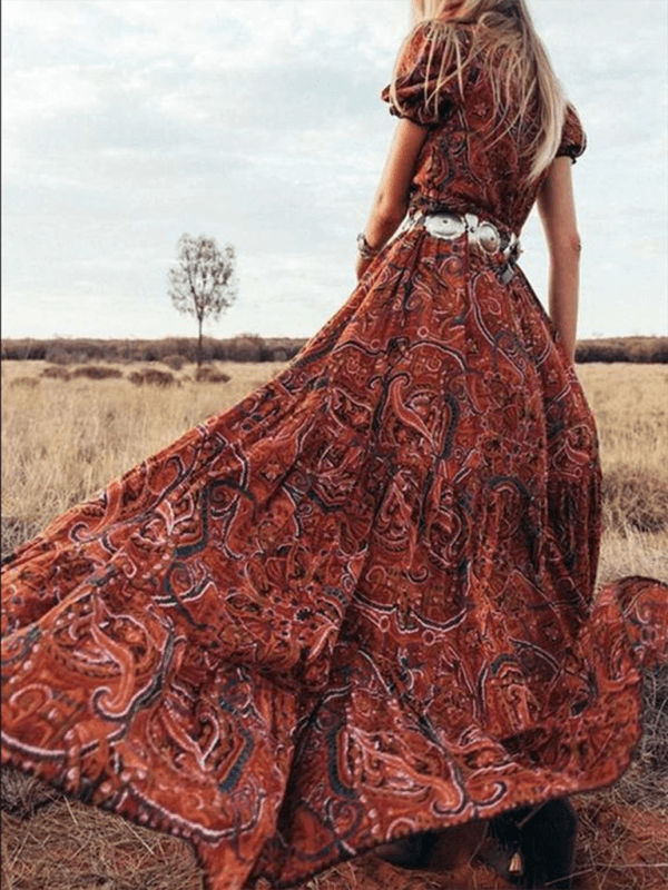 Maxi Jurk met Paisley Print en Vloeiende Stof - Maxi Dresses - Jurkjes.co