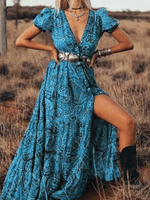 Maxi Jurk met Paisley Print en Vloeiende Stof - Maxi Dresses - Jurkjes.co