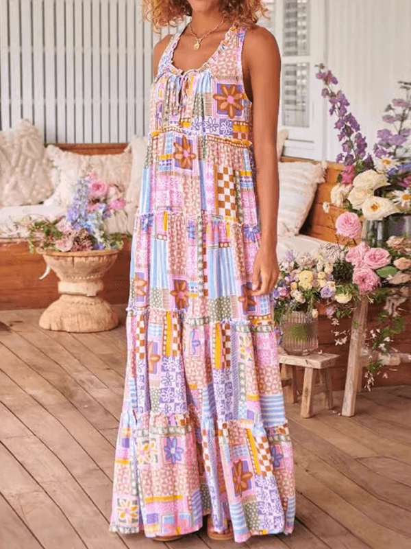 Maxi Jurk met Patchwork Boho Stijl - Group8 - Jurkjes.co