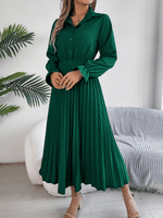 Maxi Jurk met Plooirok en Kraag - Maxi Dresses - Jurkjes.co