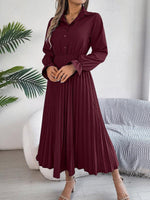 Maxi Jurk met Plooirok en Kraag - Maxi Dresses - Jurkjes.co