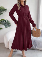 Maxi Jurk met Plooirok en Kraag - Maxi Dresses - Jurkjes.co