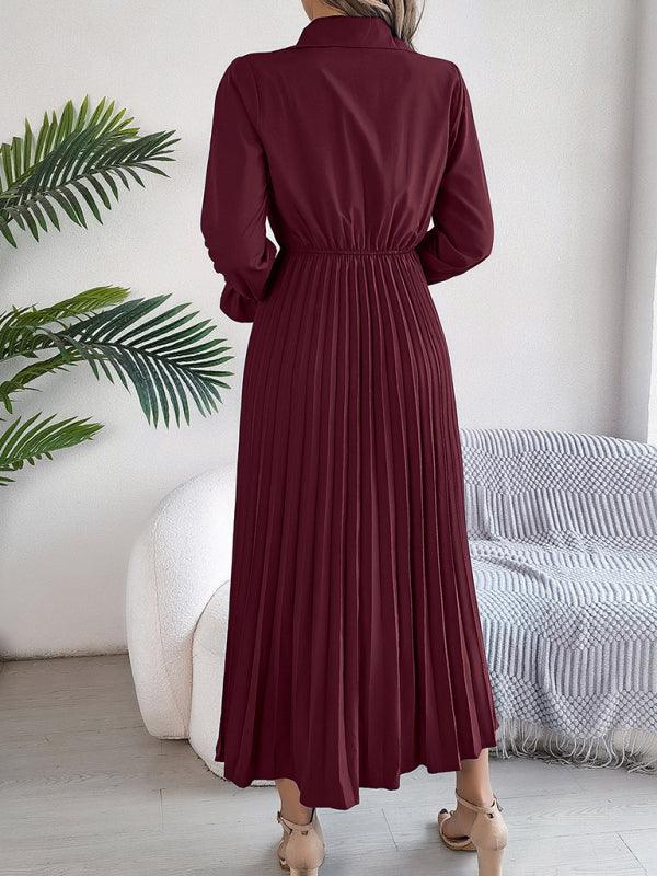 Maxi Jurk met Plooirok en Kraag - Maxi Dresses - Jurkjes.co