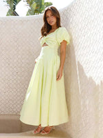 Maxi Jurk met Poff Mouwen en Open Rug - Maxi Dresses - Jurkjes.co