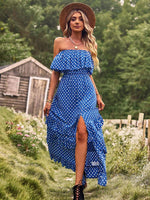 Maxi Jurk met Polkadot en Hoog Split - Group5 - Jurkjes.co