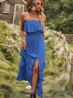 Maxi Jurk met Polkadot en Hoog Split - Group5 - Jurkjes.co