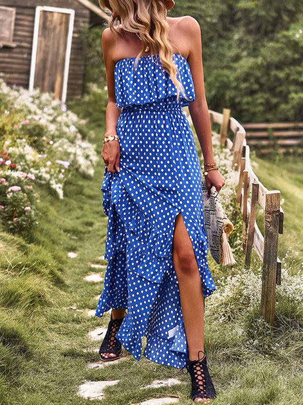 Maxi Jurk met Polkadot en Hoog Split - Group5 - Jurkjes.co