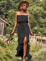 Maxi Jurk met Polkadot en Hoog Split - Group5 - Jurkjes.co