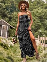 Maxi Jurk met Polkadot en Hoog Split - Group5 - Jurkjes.co