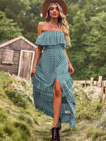 Maxi Jurk met Polkadot en Hoog Split - Group5 - Jurkjes.co