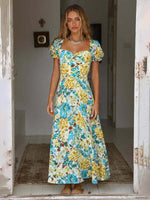 Maxi Jurk met Puff Mouwen en Bloemenprint - Group5 - Jurkjes.co