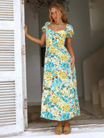 Maxi Jurk met Puff Mouwen en Bloemenprint - Group5 - Jurkjes.co