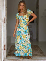 Maxi Jurk met Puff Mouwen en Bloemenprint - Group5 - Jurkjes.co