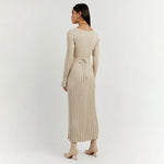 Maxi Jurk met Ribgebreide Stof - Women Winter Dress - Jurkjes.co