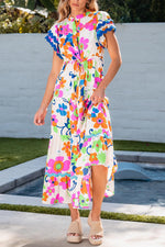 Maxi Jurk met Ricrac Trim en Bloemenprint - Maxi Dresses - Jurkjes.co